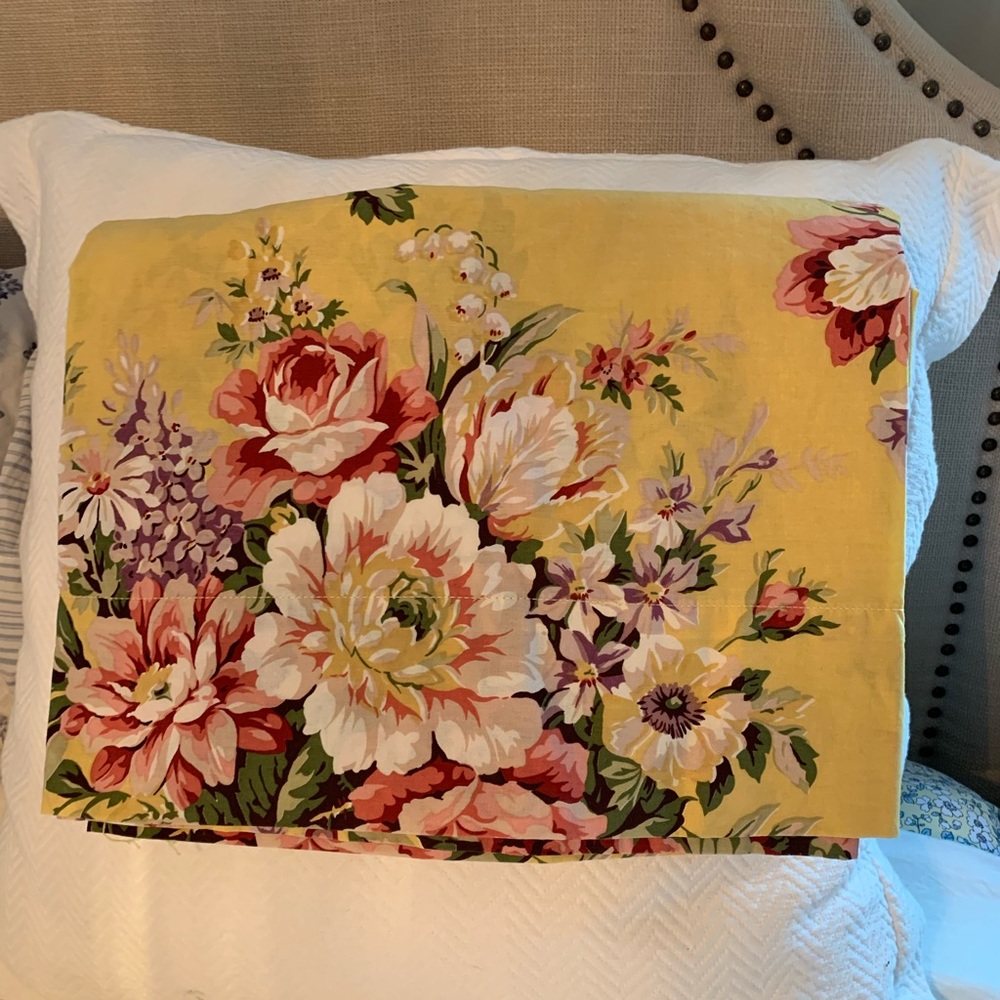 Vintage Ralph Lauren Yellow Floral Bedding Sheet